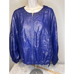 Elevenses Anthrpologie Raquel Blue Bubble Jacket Batwing Linen Blend Size XS/S